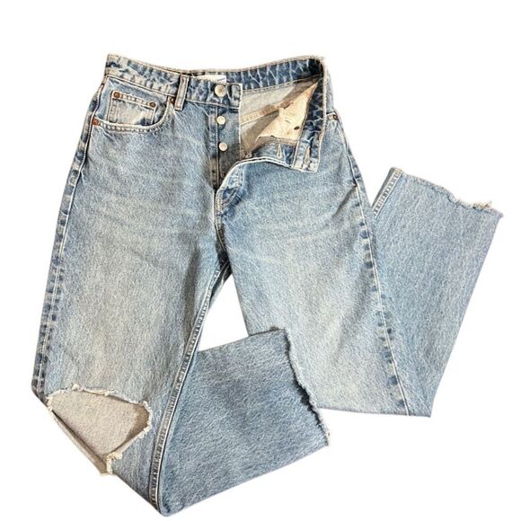 Zara Mom fit jeans tapered high waist button fly 90s size 4 - Picture 4 of 16
